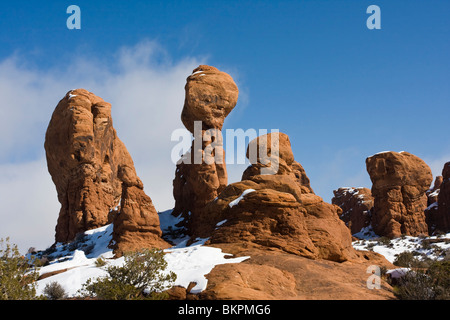 Garten Eden Rock Formationsraum Arches National Park, Utah. Während der Wintersaison. Stockfoto