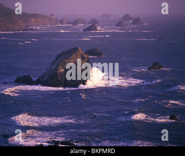 Wellen brechen sich am Felsen und Seastacks Zeitpunkt Palmers stürmischer See bei Patrick's Point State Park, Kalifornien, USA Stockfoto