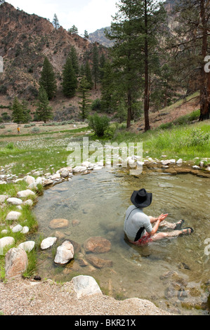 Hotsprings in der Nähe von Grab von Whitie Cox, Middle Fork des Salmon River, Frank Kirche Wildnis, Bundesstaat Idaho, USA. Stockfoto