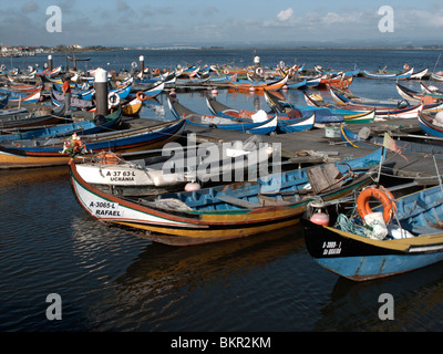 Angelboote/Fischerboote in der Nähe von Muranzel, in der Nähe von Aveiro an der Westküste Portugals. März 2010 Stockfoto