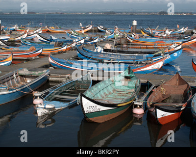 Angelboote/Fischerboote in der Nähe von Muranzel, in der Nähe von Aveiro an der Westküste Portugals. März 2010 Stockfoto