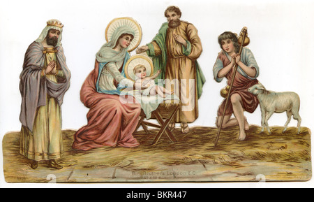 Weihnachtskrippe - Jesus in der Krippe Stockfoto