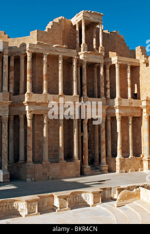 Libyen, Sabratha. Römisches Theater von den Italienern in den 1920er Jahren restauriert. Stockfoto