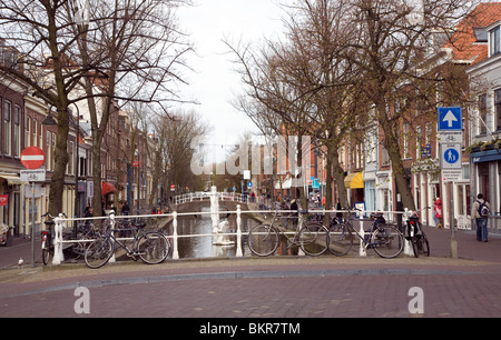 Kanal, Straße, Gebäude, Delft, Niederlande Stockfoto