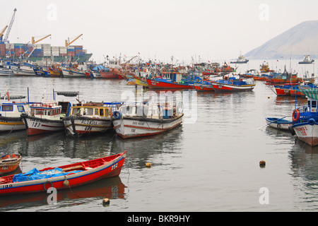 Angelboote/Fischerboote im Hafen in die Stadt Iquique, Nordchile Stockfoto