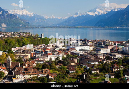 Die Stadt Vevey, Schweiz Stockfoto