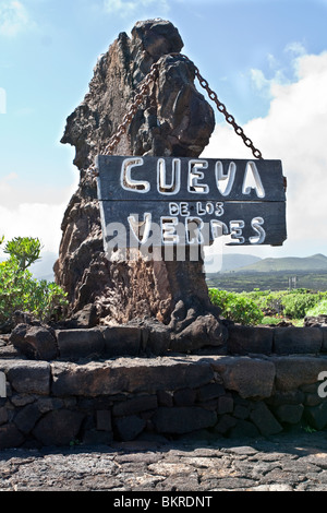 Cueva de Los Verdes Eingang Zeichen Stockfoto