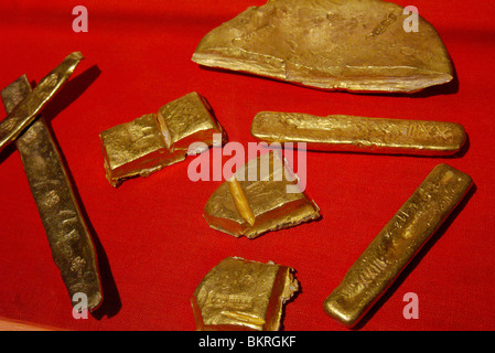 Goldbarren aus dem Wrack der "Atocha", Mel Fisher Maritime Museum, Key West Stockfoto