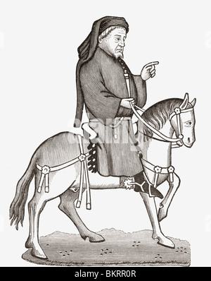 Geoffrey Chaucer c. 1343 bis 1400. Englischer Schriftsteller, Dichter, Philosoph, Bürokrat, Höfling und Diplomat. Stockfoto