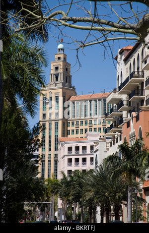 Art-Deco-Gebäude von Miracle Mile Coral Gables, Miami, Florida Stockfoto