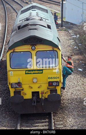 Freightliner Class 66 (66501) Diesellok Stockfoto