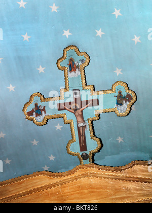 Bemalte Kreuz bei der Metamorphose Kirche Samos Griechenland Stockfoto