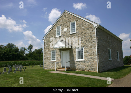 Böhm Kapelle in Willow Street, PA - älteste bestehende Bauwerk für den methodistischen Einsatz in Pennsylvania "Tempel der Kalkstein" Stockfoto