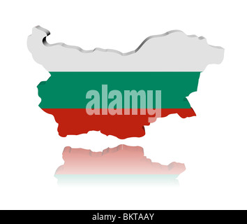 Bulgarien Landkarte Flagge 3d Render mit Reflexion illustration Stockfoto