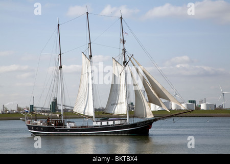 Segelschiff, Nieuwe Waterweg Schifffahrtskanal zwischen Maasluis und Hoek van Holland, Niederlande Stockfoto