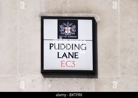 Pudding Lane Straßenschild, London England UK Stockfoto