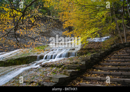 Farben des Herbstes im Buttermilk Falls State Park in der Finger Lakes Region in Ithaca, New York Stockfoto