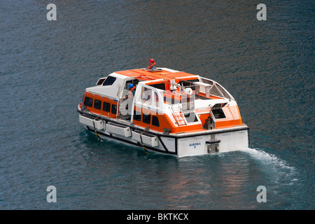 Leben Boote Ausschreibungen Hochgeschwindigkeitsfahrzeuge vom Kreuzfahrtschiff P & O Aurora Reunion Inselhafen Stockfoto