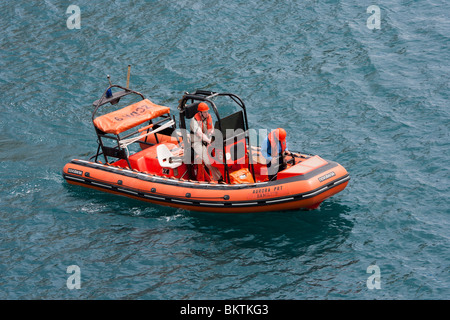 Leben Boote Ausschreibungen Hochgeschwindigkeitsfahrzeuge vom Kreuzfahrtschiff P & O Aurora Reunion Inselhafen Stockfoto