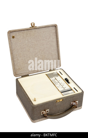 Jahrgang 1950 Ferranti frühen Transistor Kofferradio, isoliert auf weißem Hintergrund Stockfoto