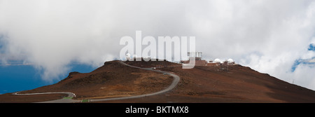 Panorama des Haleakala Sternwarte auf dem Gipfel des Haleakala Vocano und National Park, Maui, Hawaii, USA Stockfoto