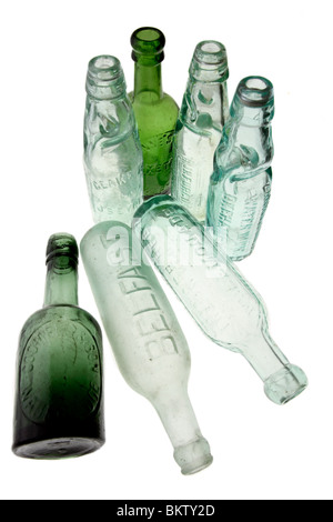alte grüne Flaschen Stockfoto