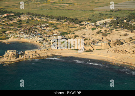 Israel, Sharon-Region, ein Luftbild von Caesarea Maritama Stockfoto