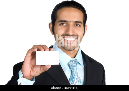 Geschäftsmann, Karte, Lächeln Stockfoto