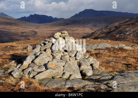 Cairn auf Meall Bhig, Arran, Schottland Stockfoto