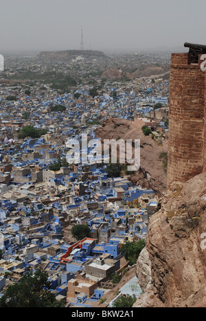 Indien, Rajasthan, Jodhpur, "Blaue Stadt" von Jodhpur gesehen vom Meherangarh Fort Stockfoto