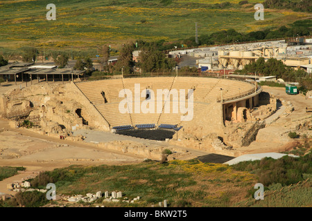 Israel, Sharon-Region, ein Luftbild des römischen Theaters in Caesarea Stockfoto