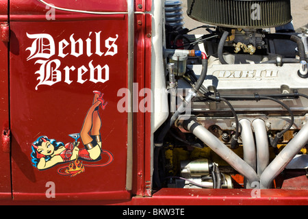 Eine Seitenansicht von einem Hod Rod Speedster auf dem Santa Pod Raceway-England Stockfoto