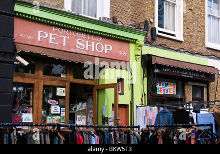 Zoohandlung, Portobello Road Market Notting Hill West London England UK Stockfoto