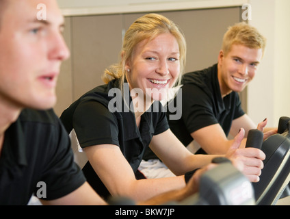 Drei Freunde trainieren Stockfoto