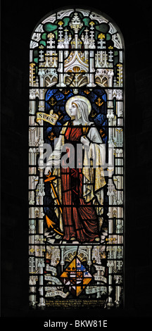 "Spes" Fenster. Kirche der Heiligen Birgitta, Bridekirk, Cumbria, England, Vereinigtes Königreich, Europa. Stockfoto