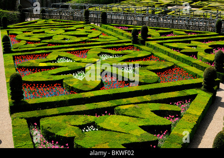 Gärten in der Château de Villandry, Loiretal, Frankreich Stockfoto