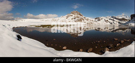 Panorama von See La Ercina, Covandonga Seen, Asturien, Spanien Stockfoto