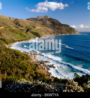 Blick auf Klippen & Atlantik von Chapmans Peak Drive, südlich von Cape Town, Cape Peninsula, Südafrika Stockfoto