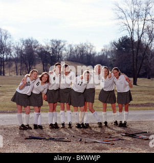 Porträt von Mädchen-High School-Hockey-team Stockfoto