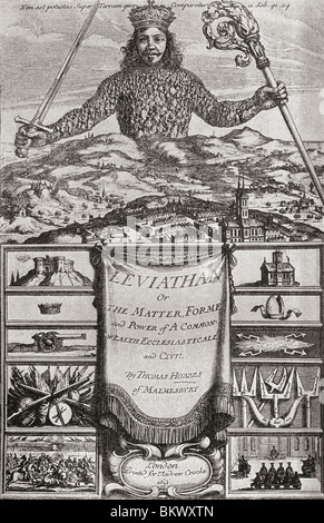 Titelblatt mit Leviathan oder die Angelegenheit, Forme und macht eines gemeinsamen Reichtum Ecclesiasticall und Civil, von Thomas Hobbes Stockfoto