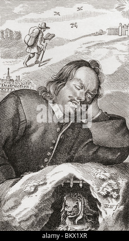 Bunyans Traum. Frontispiz zu Pilgrim's Progress, 1680. John Bunyan, 1628 - 1688. Christlicher Schriftsteller und Prediger. Stockfoto