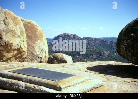 Das Grab von Cecil Rhodes bei Weltbild, mitten in der Granit-Landschaft der Matopos Hügel, Simbabwe Stockfoto
