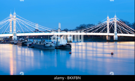 Nacht Schuss von Albert Bridge, London Stockfoto