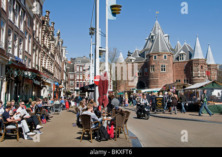 De Waag Nieuwmarkt Amsterdam Cafe Restaurant bar Kneipe Niederlande Stockfoto