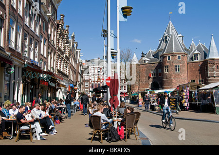 De Waag Nieuwmarkt Amsterdam Cafe Restaurant bar Kneipe Niederlande Stockfoto