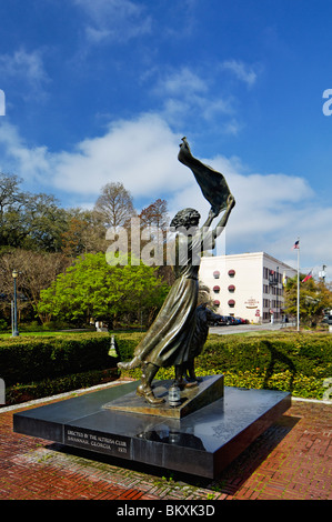 Die winkenden Mädchen Statue an der River Street in Savannah, Georgia Stockfoto