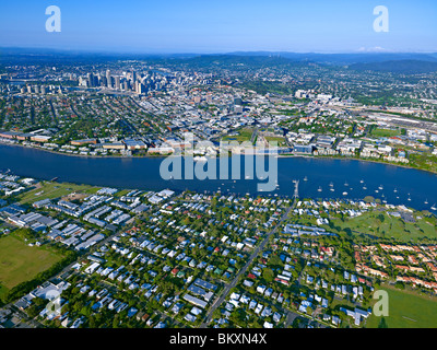 Luftaufnahme von Brisbane Queensland Australien Blick nach Westen von Bulimba Stockfoto