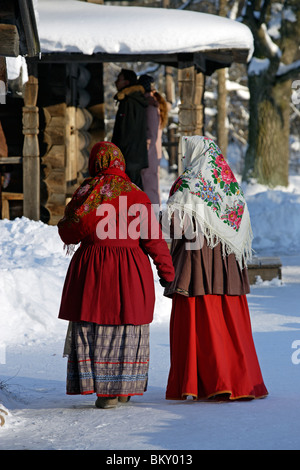 Russland, Nowgorod die große Region, Vitoslavlitsy, Museum der Holzarchitektur, Freilichtmuseum ethnographische, Russen Stockfoto