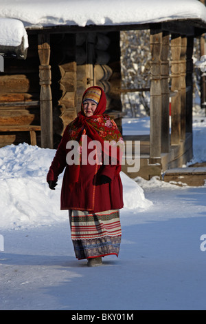 Russland, Nowgorod die große Region, Vitoslavlitsy, Museum der Holzarchitektur, Freilichtmuseum ethnographische, Russen Stockfoto