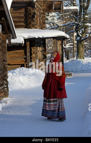 Russland, Nowgorod die große Region, Vitoslavlitsy, Museum der Holzarchitektur, Freilichtmuseum ethnographische, Russen Stockfoto